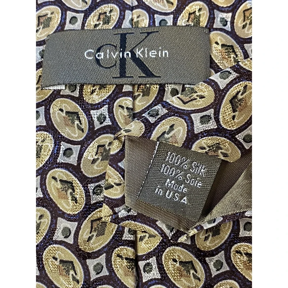 Calvin Klein,100% Silk,Men's Neck Tie,USA Made Multicolor Oval Geometric